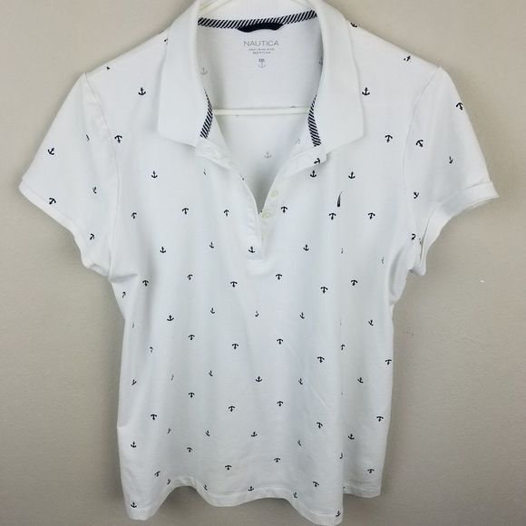 Nautica Tops - Nautica Blue Anchor Design White Shirt XXL